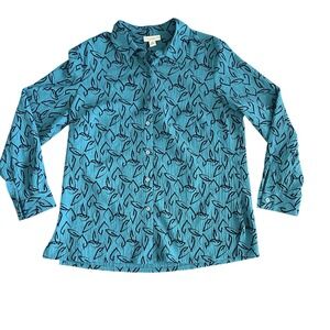 Appleseed's Shirt Women's Long Sleeve Button Down Blue Gauzy‎ Size OX
